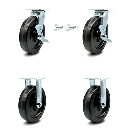 Service Caster 8 Inch Phenolic Caster Set with 2 Brakes/Swivel Lock 2 Rigid SCC-30CS820-PHR-TLB-BSL-2-R-2